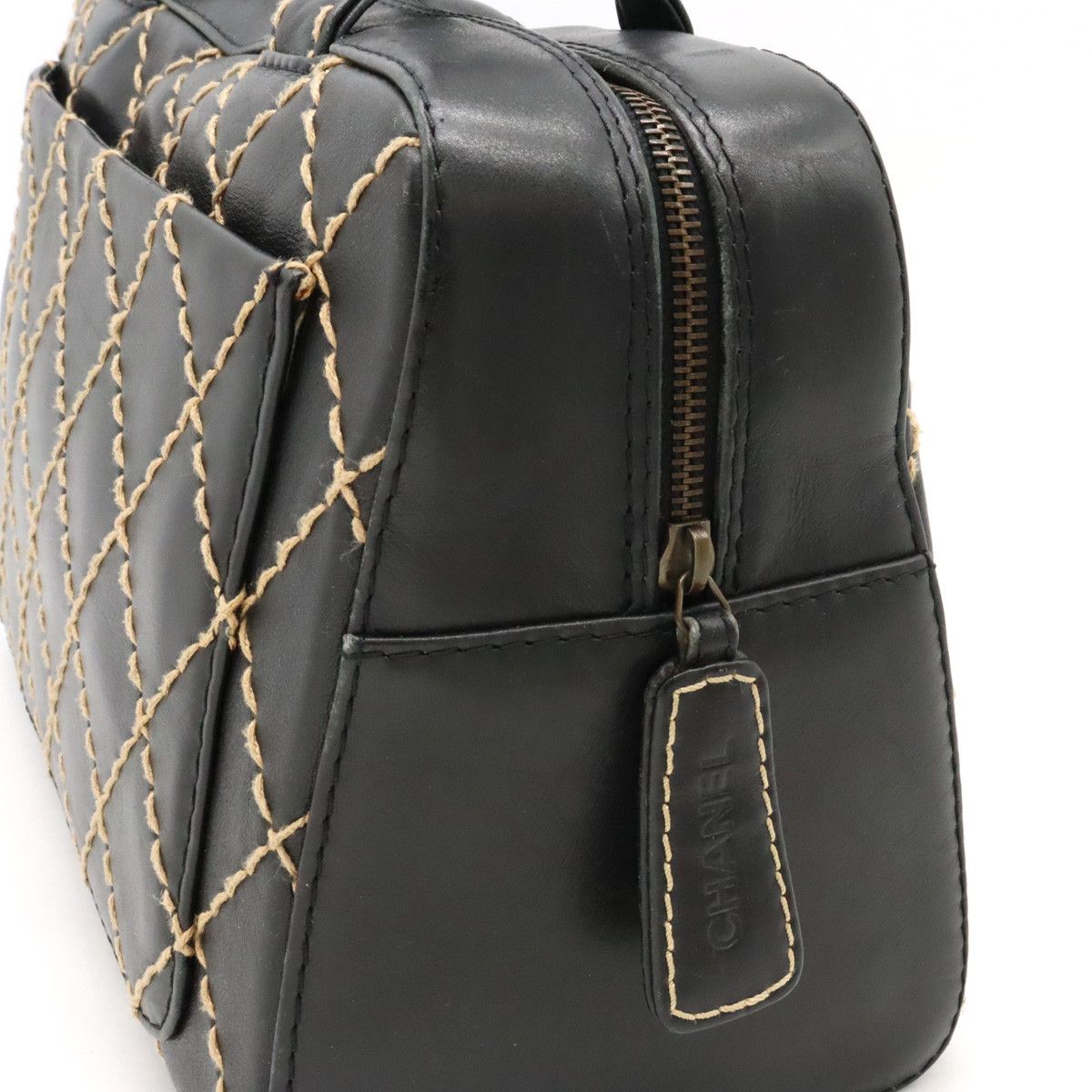 Chanel Chanel Chanel Leather Wild Stitch Handbag Mini Boston Bag A14692 Leather Handbag A14692 in Very Good Condition Size ONE SIZE - 6 Thumbnail