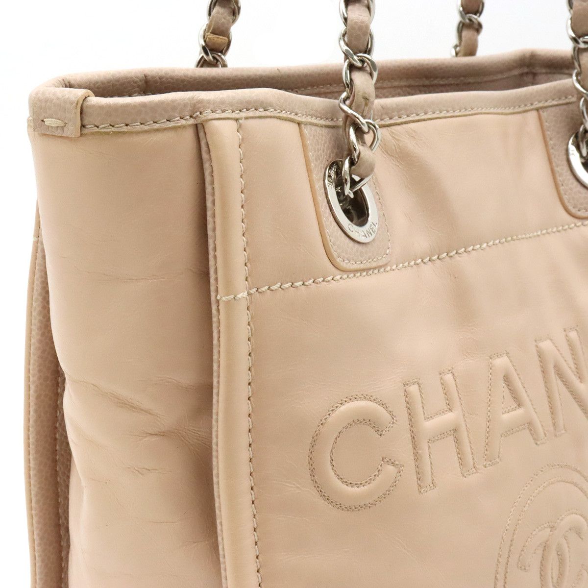 Chanel Chanel Chanel Deauville Chain Shoulder Tote Bag Calf Leather A93256 Leather Tote Bag A93256 in Very Good Condition Size ONE SIZE - 7 Thumbnail