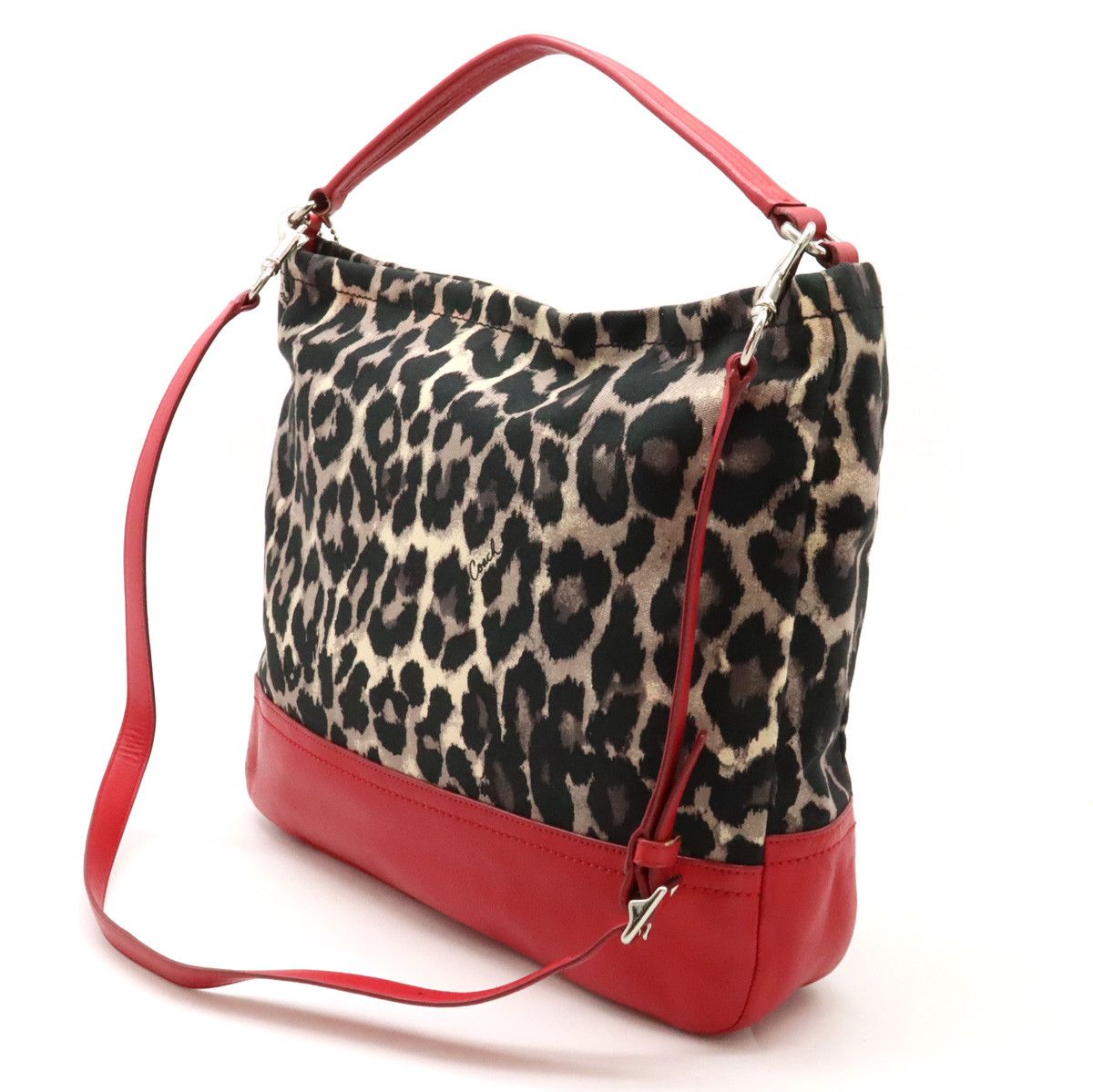 Coach Coach Coach Canvas/Leather Parker Ocelot Print Hobo Shoulder Bag F23266 Canvas Shoulder Bag F23266 in Very Good Condition Size ONE SIZE - 2 Thumbnail