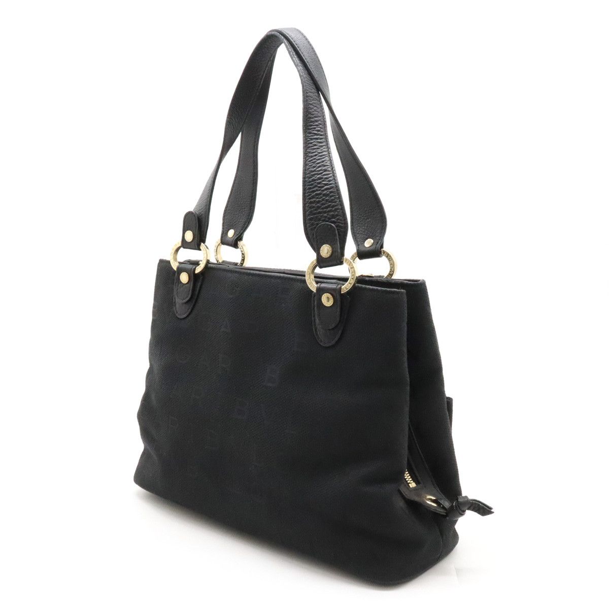 Bvlgari Bvlgari Bvlgari Logo Mania Maxi Letter Becky Handbag Canvas Leather Black Canvas Handbag 25173 in Great Condition Size ONE SIZE - 2 Thumbnail