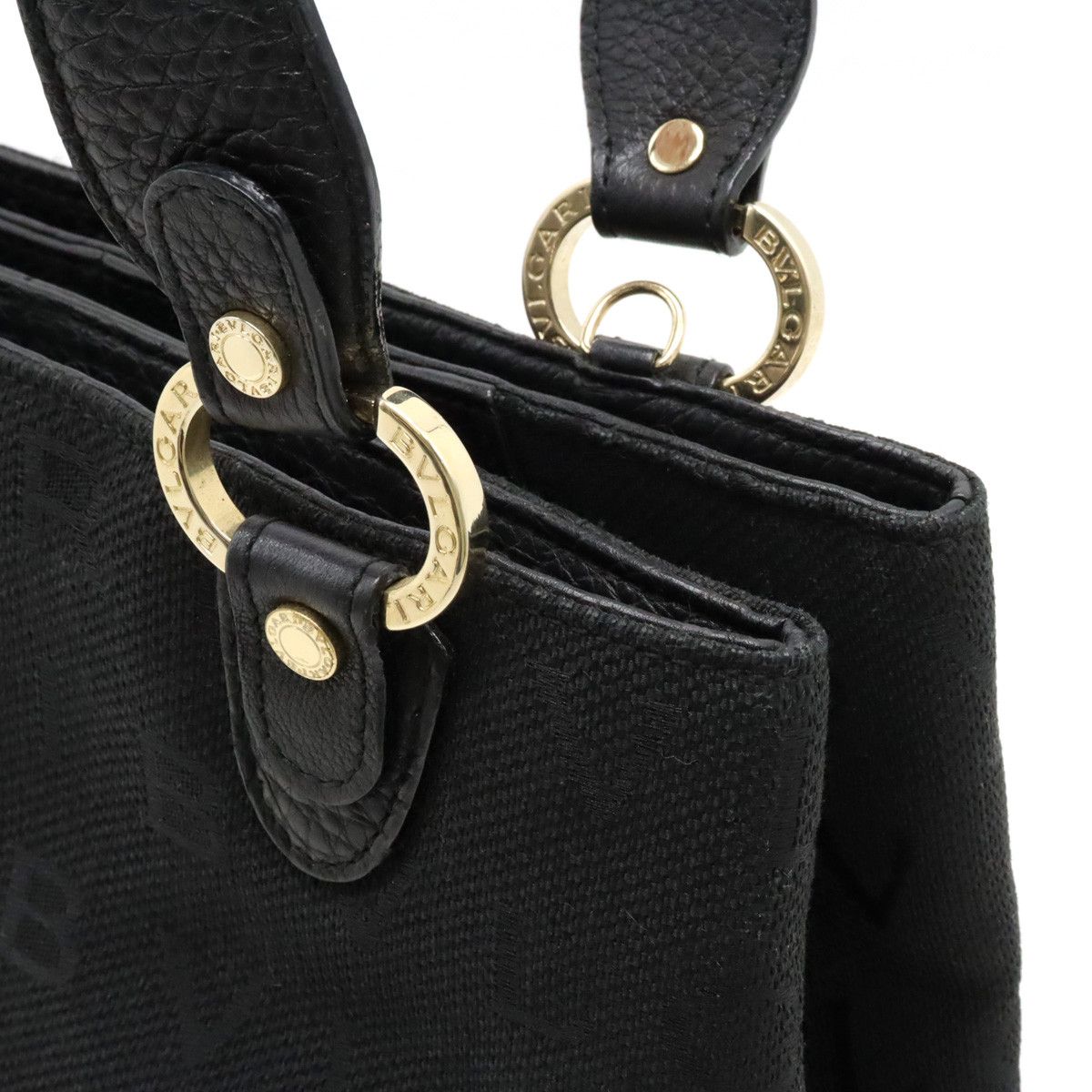 Bvlgari Bvlgari Bvlgari Logo Mania Maxi Letter Becky Handbag Canvas Leather Black Canvas Handbag 25173 in Great Condition Size ONE SIZE - 7 Thumbnail