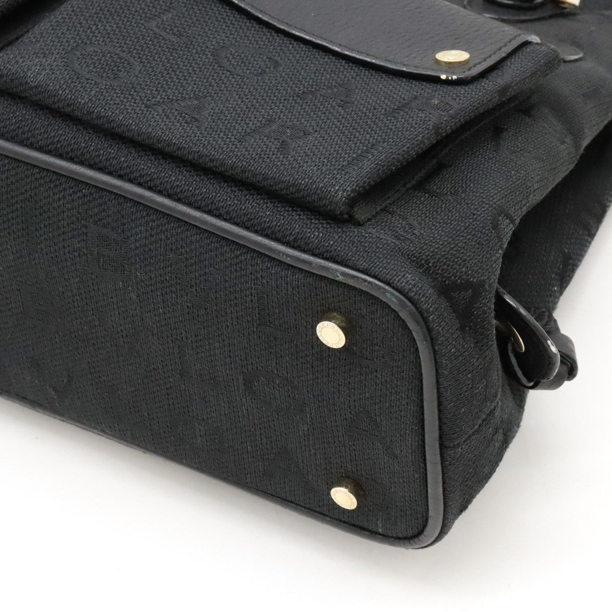 Bvlgari Bvlgari Bvlgari Logo Mania Maxi Letter Becky Handbag Canvas Leather Black Canvas Handbag 25173 in Great Condition Size ONE SIZE - 3 Thumbnail