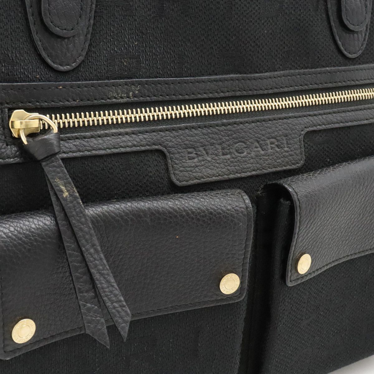 Bvlgari Bvlgari Bvlgari Logo Mania Maxi Letter Becky Handbag Canvas Leather Black Canvas Handbag 25173 in Great Condition Size ONE SIZE - 9 Thumbnail