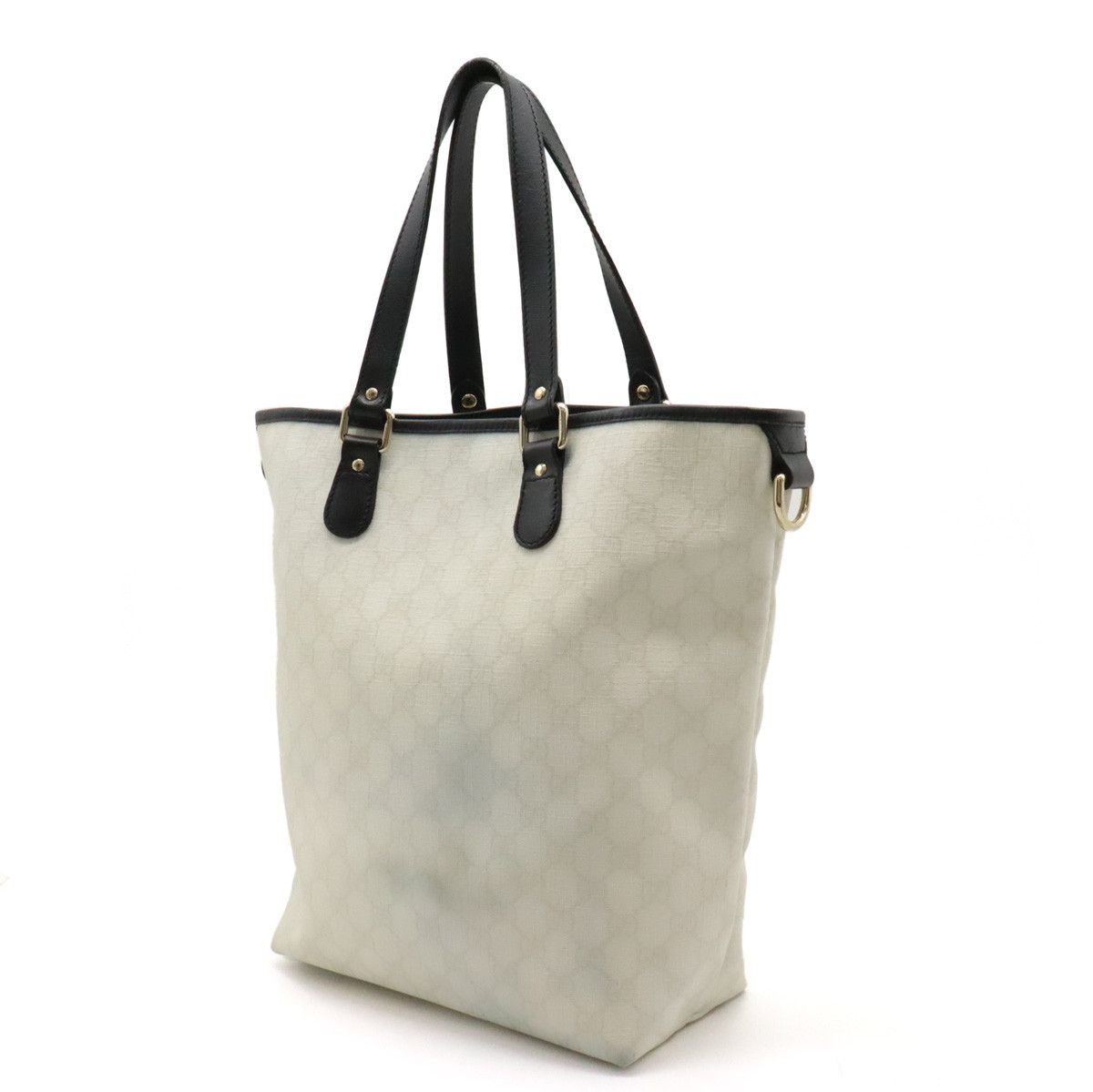 Gucci Gucci Gucci GG Supreme PVC/Leather Tote Bag 189896 Canvas Tote Bag 189896 in Very Good Condition Size ONE SIZE - 2 Thumbnail