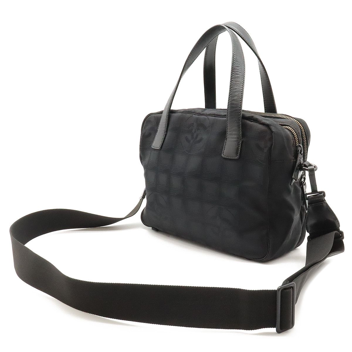 Chanel Chanel Chanel Nylon Jacquard/Leather New Travel Line Handbag A15970 Canvas Handbag A15970 in Very Good Condition Size ONE SIZE - 2 Thumbnail