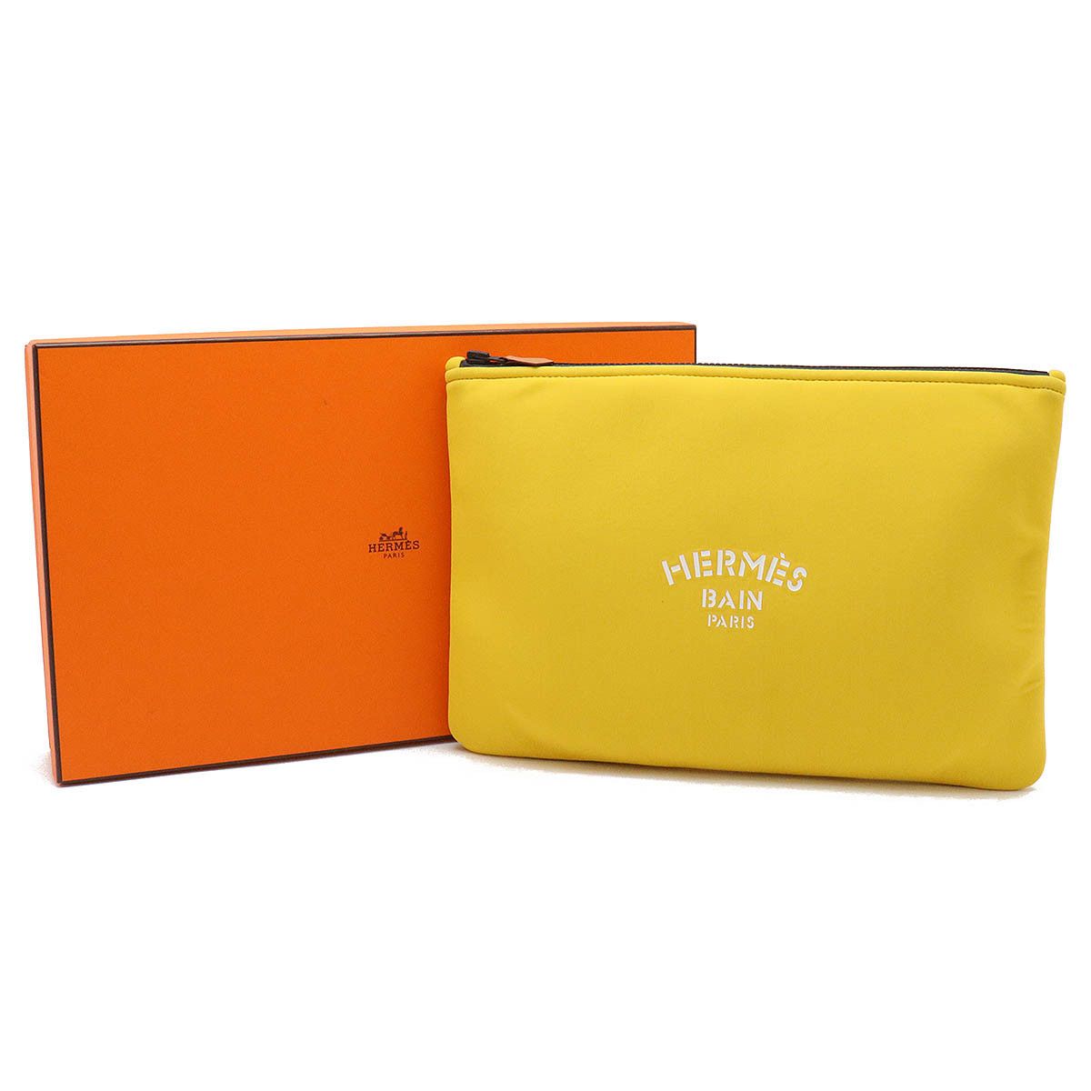 Hermes Hermes Hermes Neobain GM Clutch Bag Polyamide Elastane Leather Yellow Canvas Clutch Bag in Great Condition Size ONE SIZE - 6 Thumbnail
