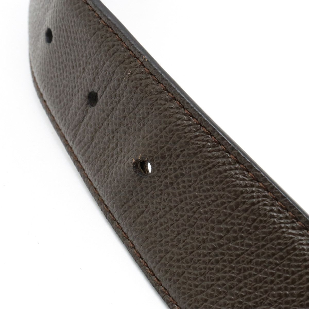 Bvlgari Bvlgari Bvlgari Leather Belt Dark Brown Silver Buckle Leather Belt 20230 Size ONE SIZE - 5 Thumbnail