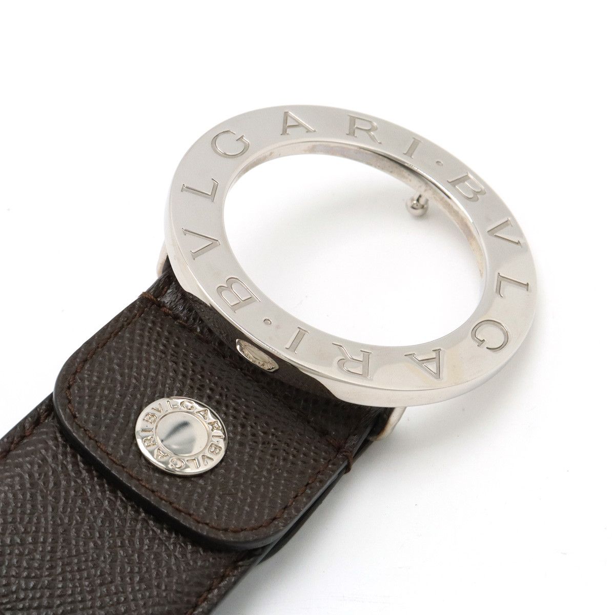 Bvlgari Bvlgari Bvlgari Leather Belt Dark Brown Silver Buckle Leather Belt 20230 Size ONE SIZE - 3 Thumbnail