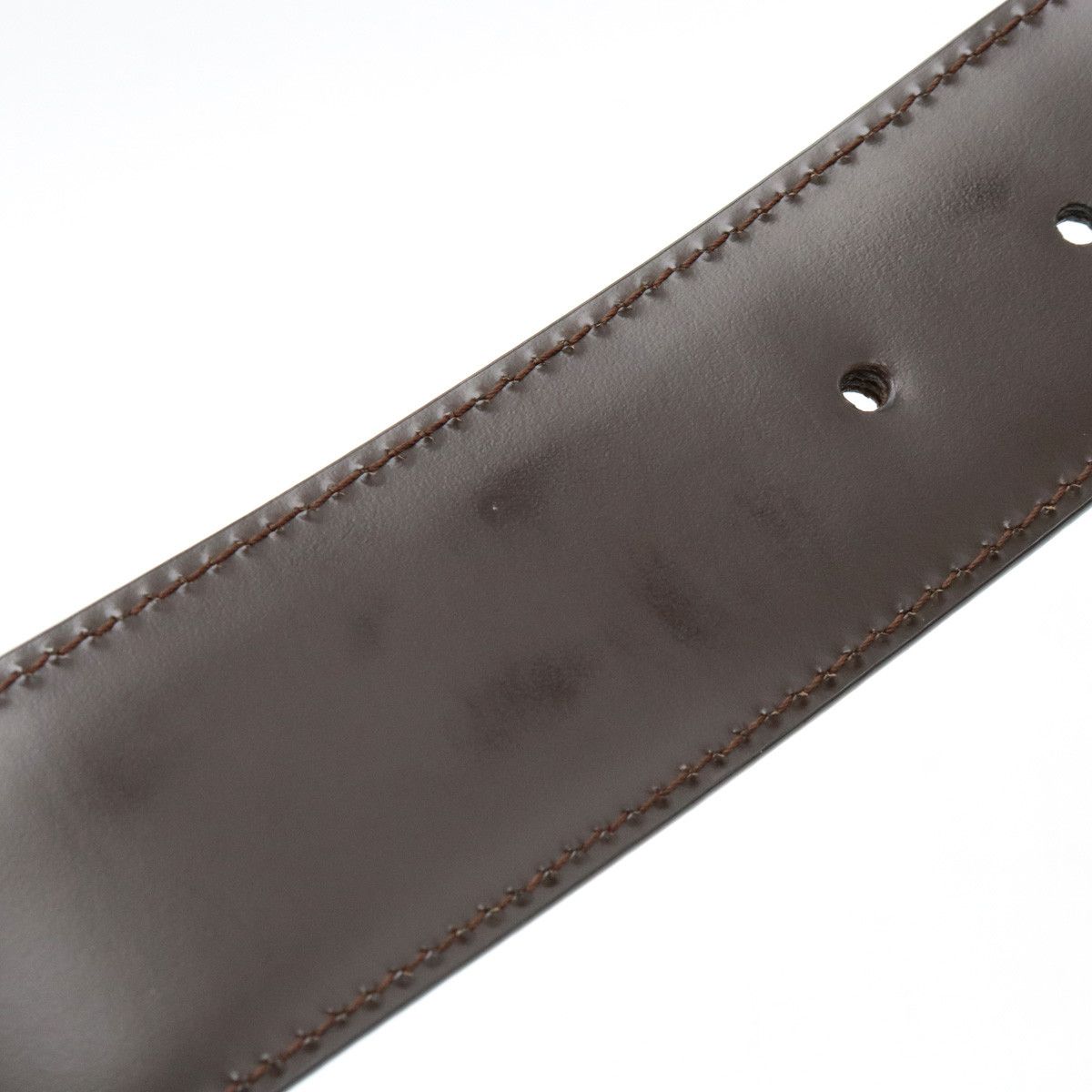 Bvlgari Bvlgari Bvlgari Leather Belt Dark Brown Silver Buckle Leather Belt 20230 Size ONE SIZE - 6 Thumbnail