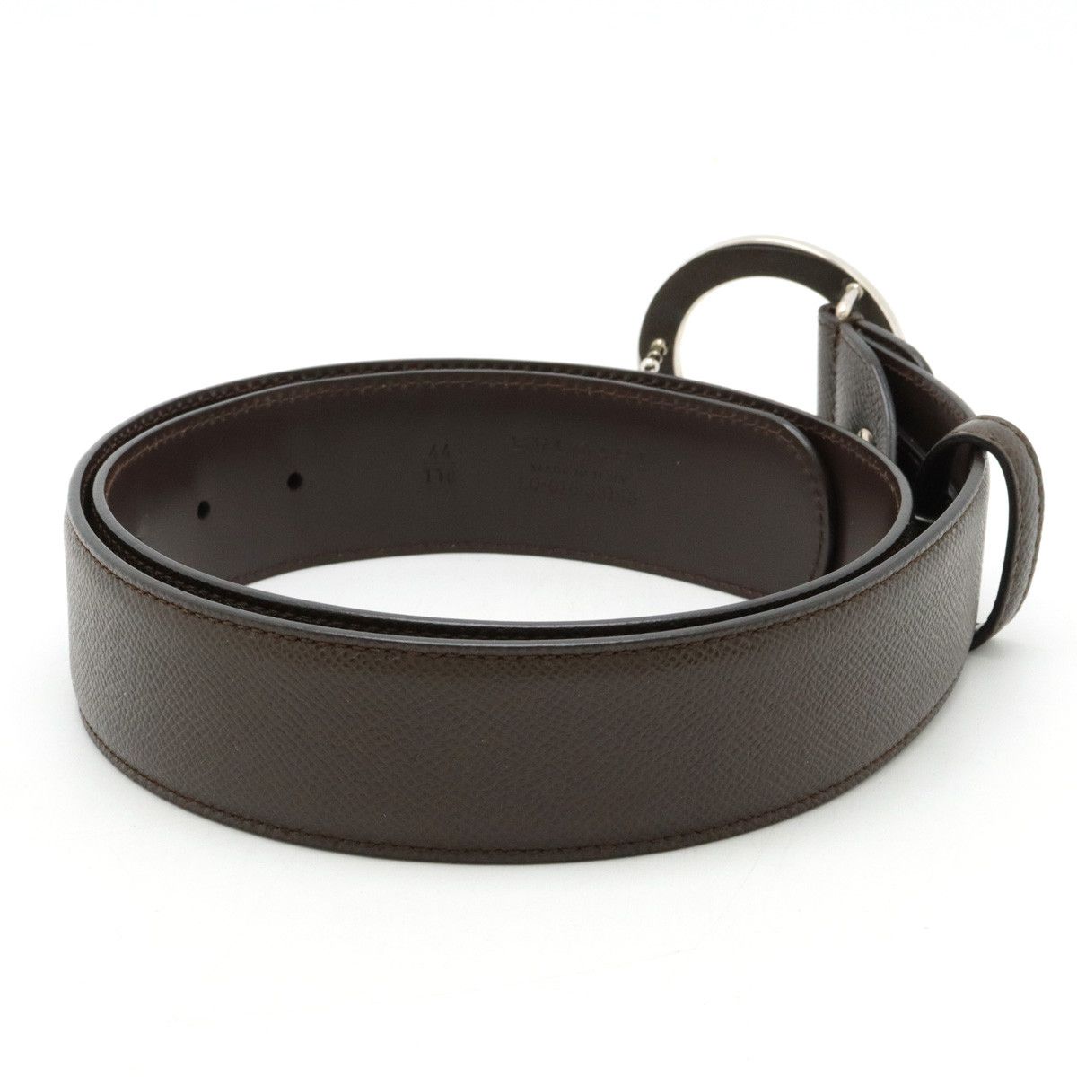 Bvlgari Bvlgari Bvlgari Leather Belt Dark Brown Silver Buckle Leather Belt 20230 Size ONE SIZE - 2 Thumbnail