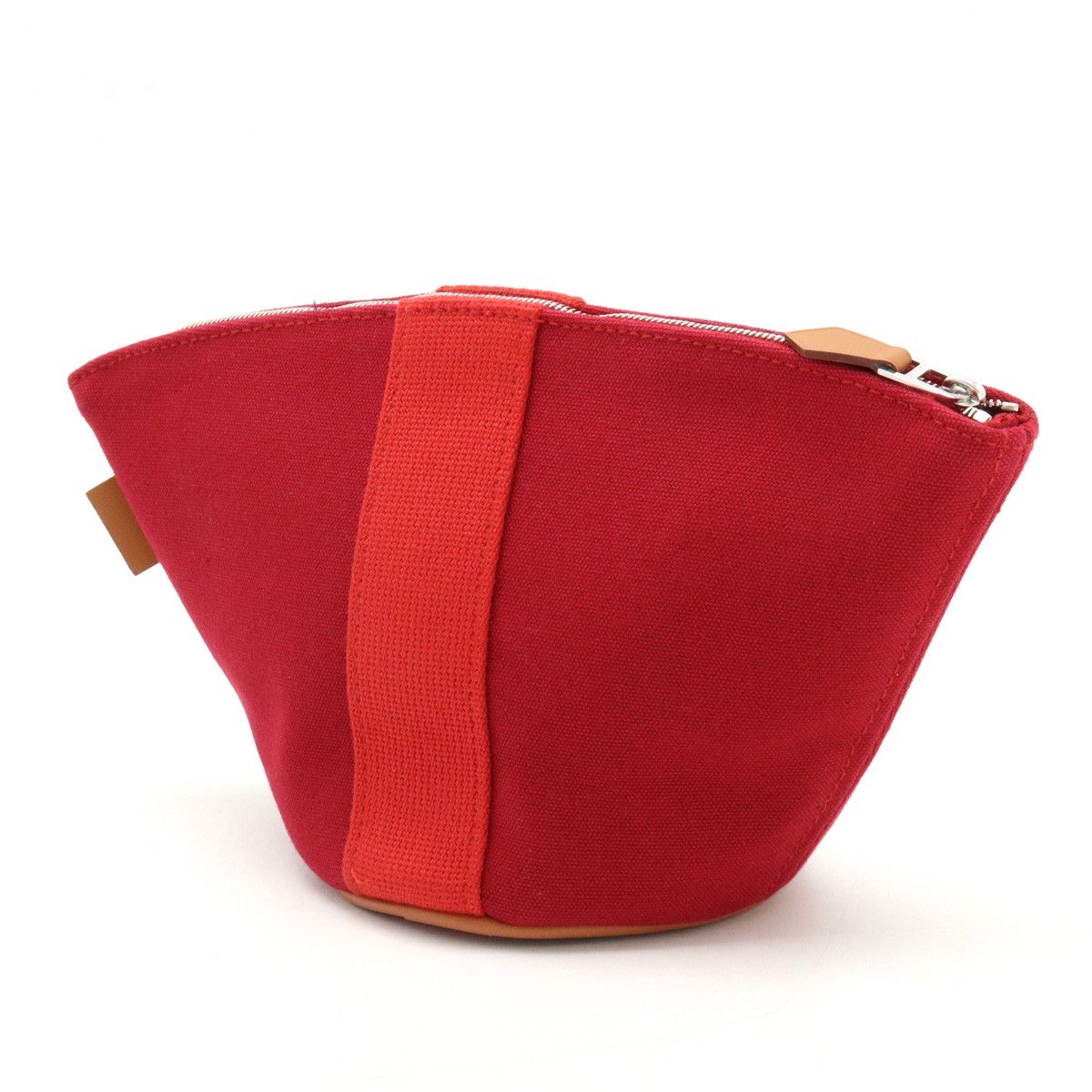 Hermes Hermes Hermes Trousse Palmyre Mini Cotton Canvas Cosmetic Pouch Red Canvas Vanity Bag H102545M02 in Pristine Condition Size ONE SIZE - 2 Thumbnail