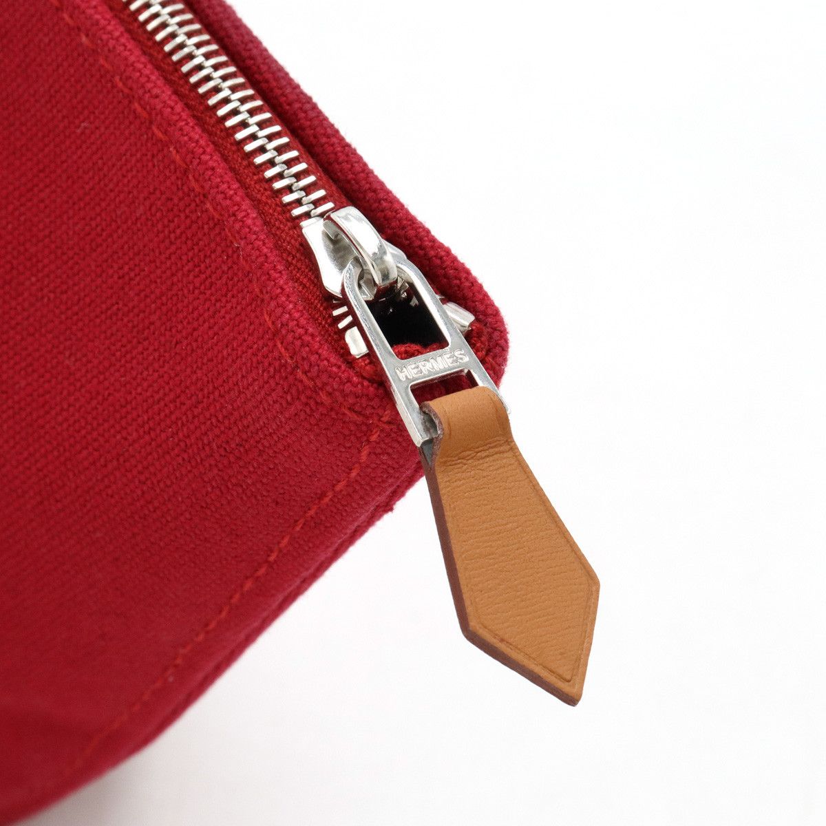 Hermes Hermes Hermes Trousse Palmyre Mini Cotton Canvas Cosmetic Pouch Red Canvas Vanity Bag H102545M02 in Pristine Condition Size ONE SIZE - 4 Thumbnail