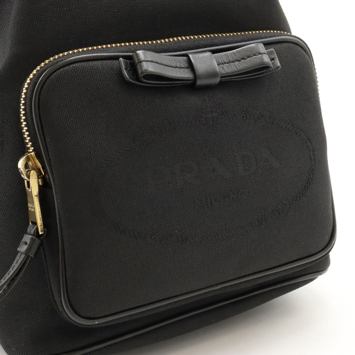 Prada Prada Prada Canvas/Leather Logo Jacquard Handbag Bucket Bag 2WAY Shoulder 1BH097 Canvas Handbag 1BH097 in Great Condition Size ONE SIZE - 8 Thumbnail