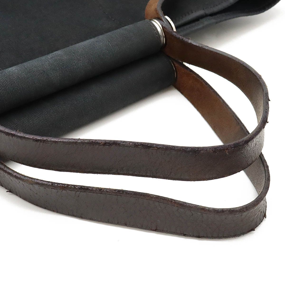 Hermes Hermes Hermes Cabag Elan PM 2WAY Tote Bag Black Leather Canvas Tote Bag in Good Condition Size ONE SIZE - 4 Thumbnail