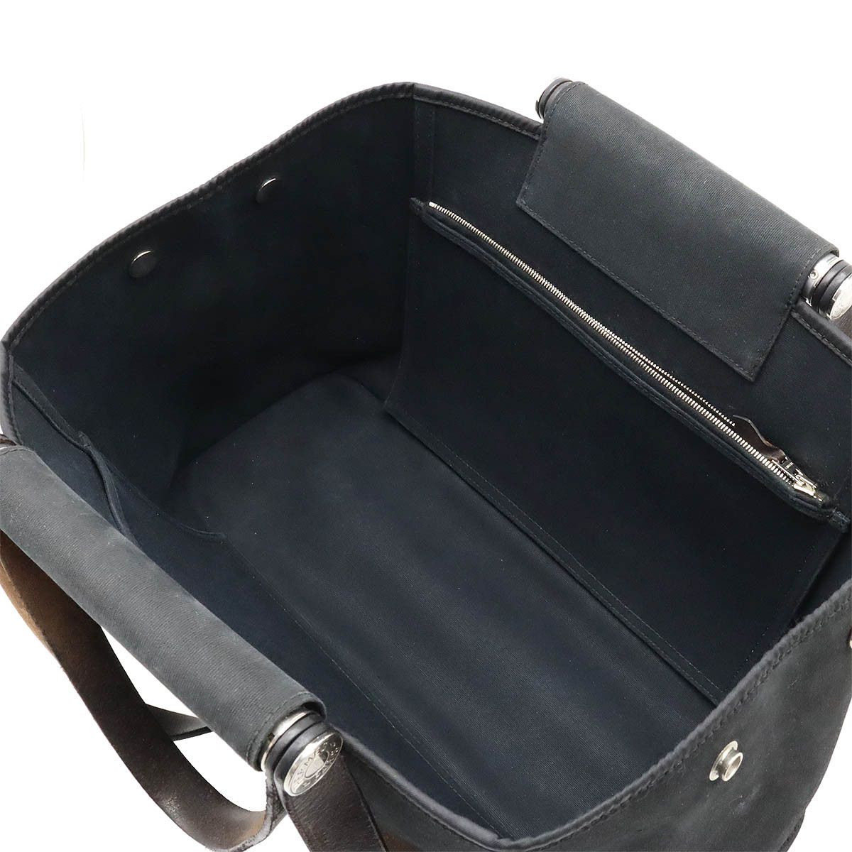 Hermes Hermes Hermes Cabag Elan PM 2WAY Tote Bag Black Leather Canvas Tote Bag in Good Condition Size ONE SIZE - 5 Thumbnail
