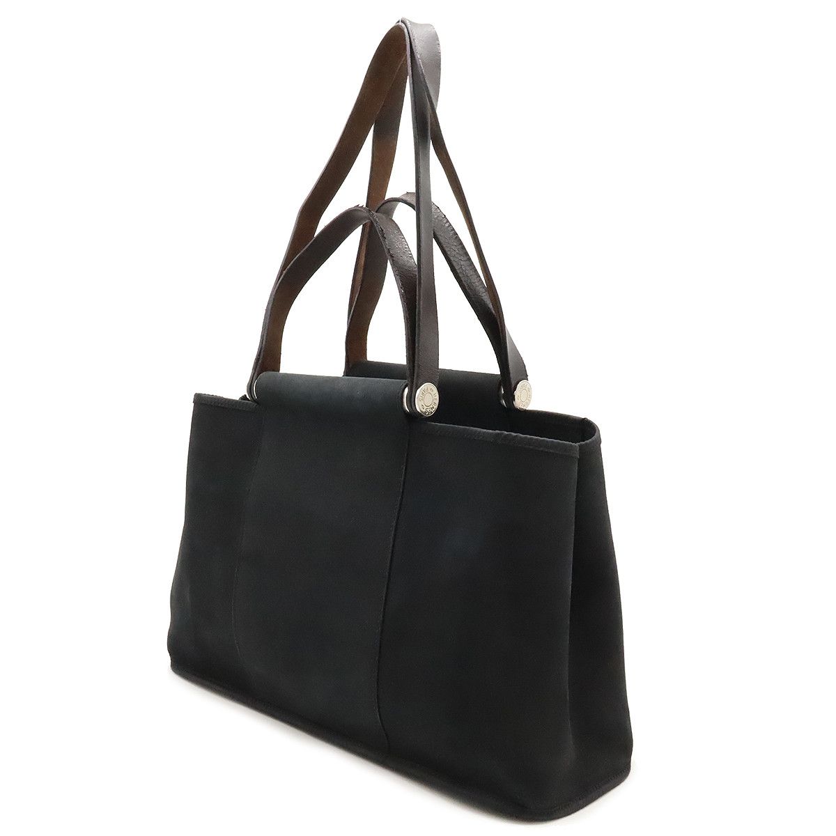 Hermes Hermes Hermes Cabag Elan PM 2WAY Tote Bag Black Leather Canvas Tote Bag in Good Condition Size ONE SIZE - 2 Thumbnail