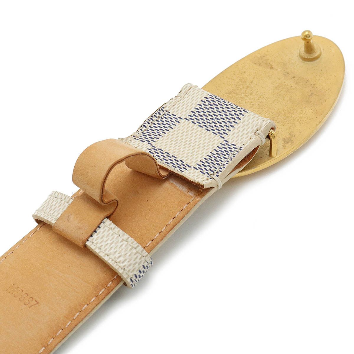 Louis Vuitton Louis Vuitton Louis Vuitton Damier Azur Voyage Belt Leather M9837U Canvas Belt M9837U in Very Good Condition Size ONE SIZE - 4 Thumbnail