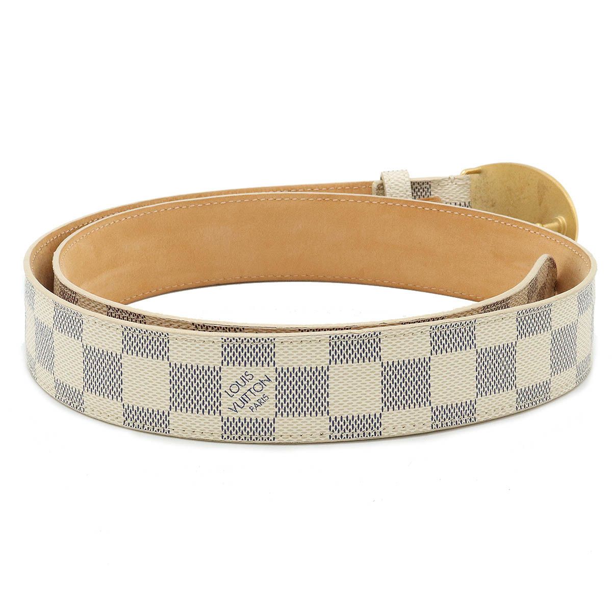 Louis Vuitton Louis Vuitton Louis Vuitton Damier Azur Voyage Belt Leather M9837U Canvas Belt M9837U in Very Good Condition Size ONE SIZE - 2 Thumbnail