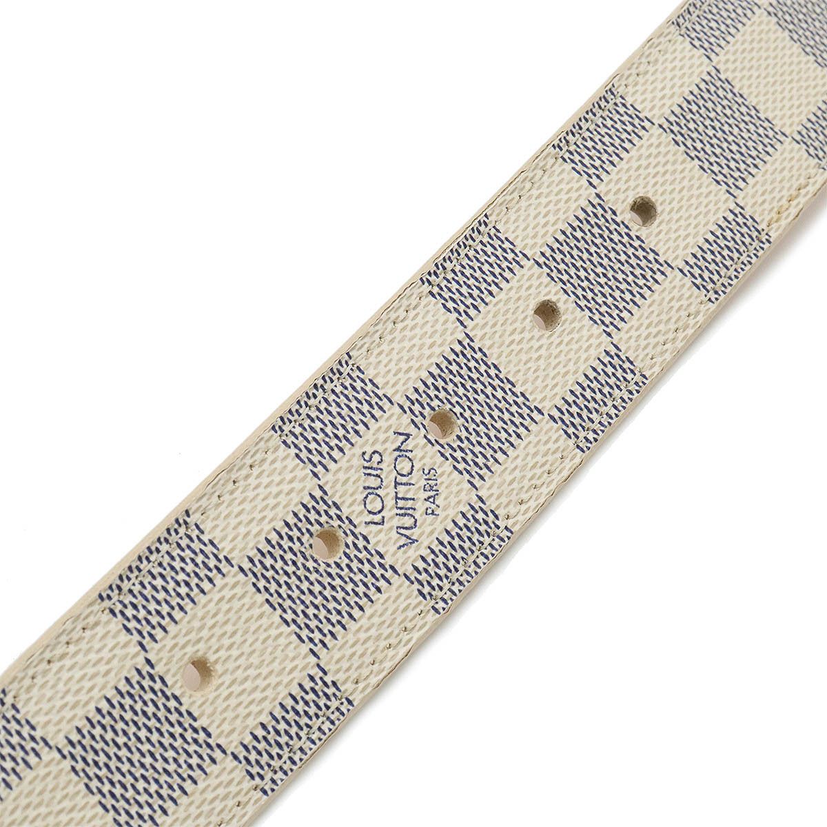 Louis Vuitton Louis Vuitton Louis Vuitton Damier Azur Voyage Belt Leather M9837U Canvas Belt M9837U in Very Good Condition Size ONE SIZE - 5 Thumbnail