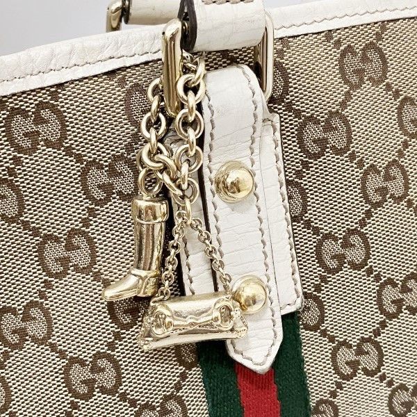 Gucci Gucci Gucci GG Canvas Leather Tote Bag with Charm 137396 Canvas Tote Bag 137396 in Good Condition Size ONE SIZE - 7 Thumbnail