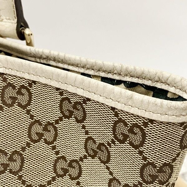 Gucci Gucci Gucci GG Canvas Leather Tote Bag with Charm 137396 Canvas Tote Bag 137396 in Good Condition Size ONE SIZE - 9 Thumbnail