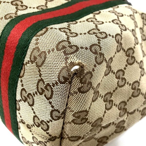 Gucci Gucci Gucci GG Canvas Leather Tote Bag with Charm 137396 Canvas Tote Bag 137396 in Good Condition Size ONE SIZE - 4 Thumbnail