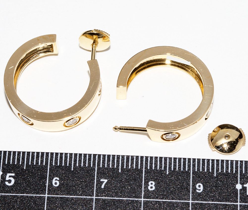 Cartier Cartier Cartier K18YG Diamond Hoop Earrings B8014800 Metal Earrings B8014800 in Great Condition Size ONE SIZE - 4 Thumbnail