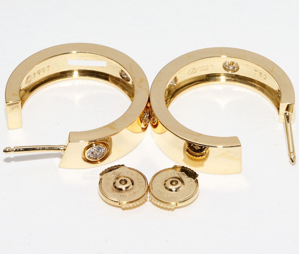 Cartier Cartier Cartier K18YG Diamond Hoop Earrings B8014800 Metal Earrings B8014800 in Great Condition Size ONE SIZE - 5 Thumbnail