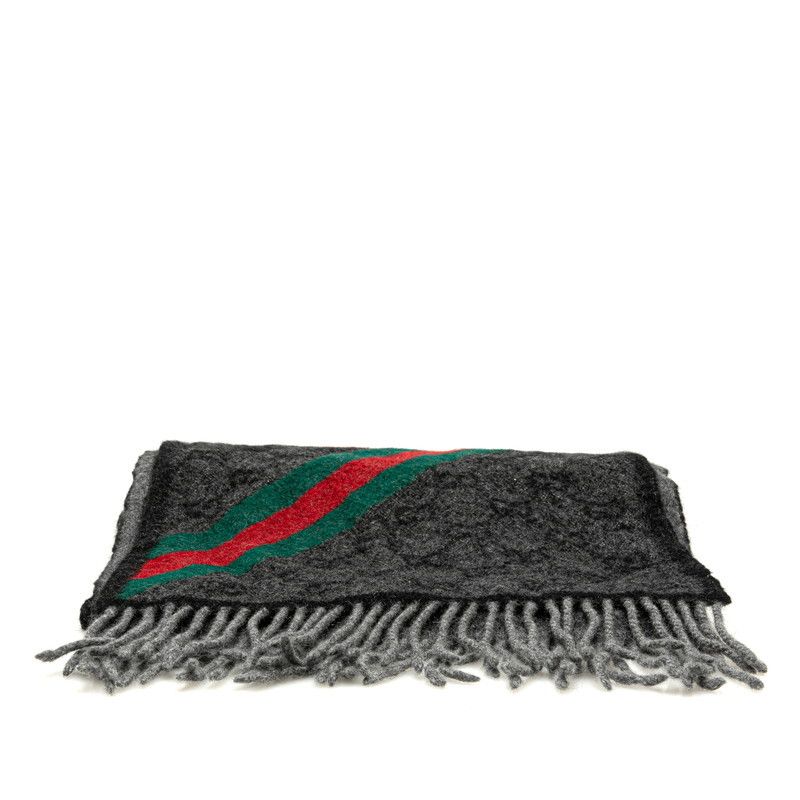 Gucci Gucci Gucci Wool GG Fringe Scarf Gray Canvas Scarf in Great Condition Size ONE SIZE - 2 Thumbnail