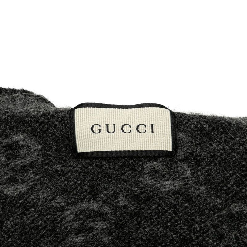 Gucci Gucci Gucci Wool GG Fringe Scarf Gray Canvas Scarf in Great Condition Size ONE SIZE - 5 Thumbnail