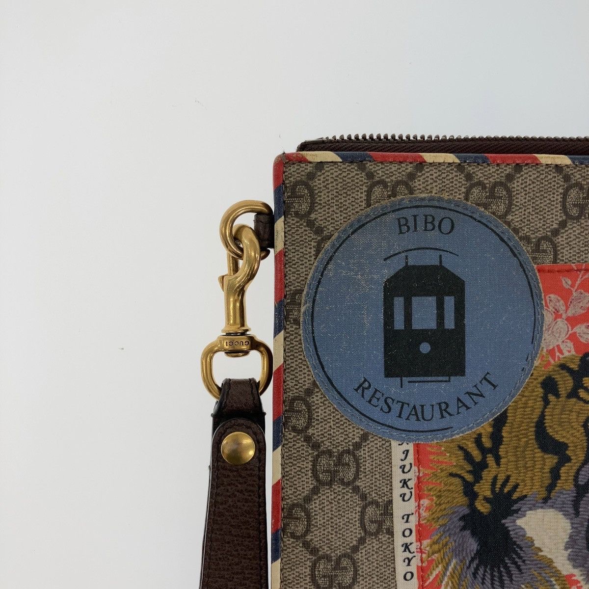 Gucci Gucci Gucci GG Supreme Canvas Leather Clutch Bag Brown Gray Multicolor Gold Hardware Canvas Clutch Bag 408502 in Very Good Condition Size ONE SIZE - 7 Thumbnail