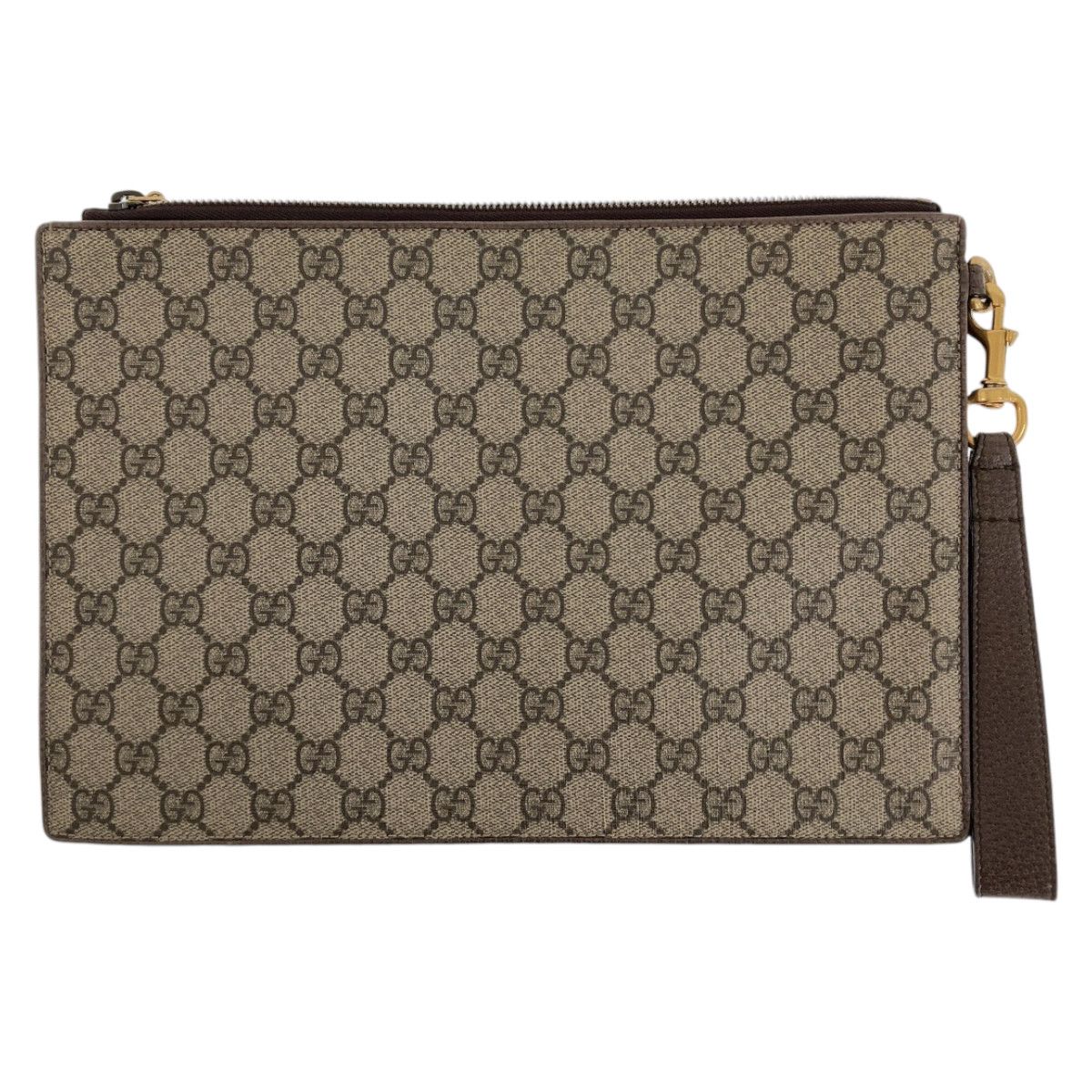 Gucci Gucci Gucci GG Supreme Canvas Leather Clutch Bag Brown Gray Multicolor Gold Hardware Canvas Clutch Bag 408502 in Very Good Condition Size ONE SIZE - 2 Thumbnail
