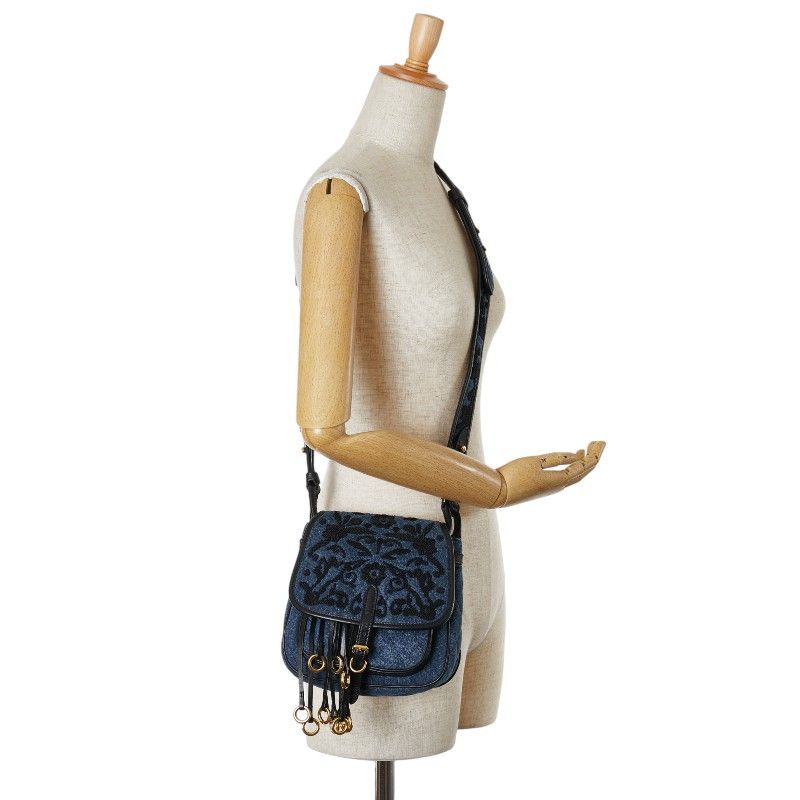 Prada Prada Prada Embroidered Denim Flower Shoulder Bag 1BH059 Denim Shoulder Bag 1BH059 in Very Good Condition Size ONE SIZE - 11 Thumbnail