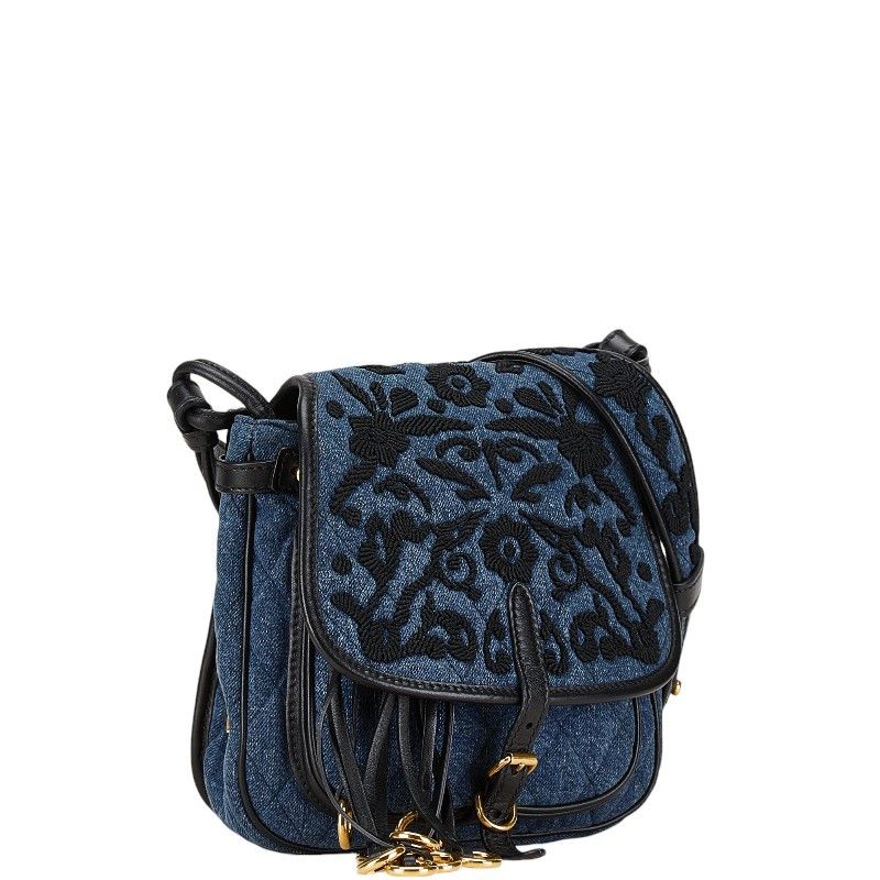 Prada Prada Prada Embroidered Denim Flower Shoulder Bag 1BH059 Denim Shoulder Bag 1BH059 in Very Good Condition Size ONE SIZE - 2 Thumbnail