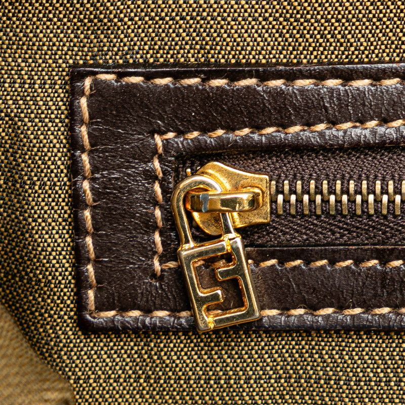 Fendi Fendi Fendi Zucca Canvas Leather Handbag Tote Brown Canvas Tote Bag in Very Good Condition Size ONE SIZE - 7 Thumbnail