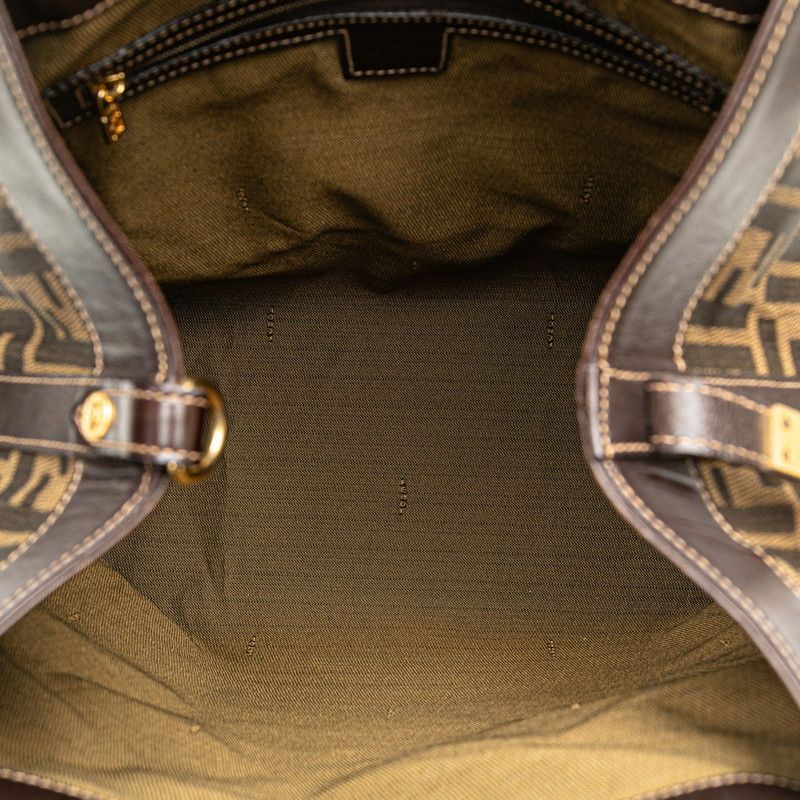 Fendi Fendi Fendi Zucca Canvas Leather Handbag Tote Brown Canvas Tote Bag in Very Good Condition Size ONE SIZE - 5 Thumbnail
