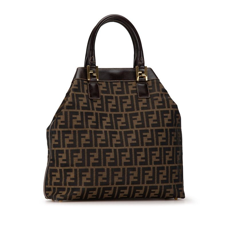 Fendi Fendi Fendi Zucca Canvas Leather Handbag Tote Brown Canvas Tote Bag in Very Good Condition Size ONE SIZE - 2 Thumbnail