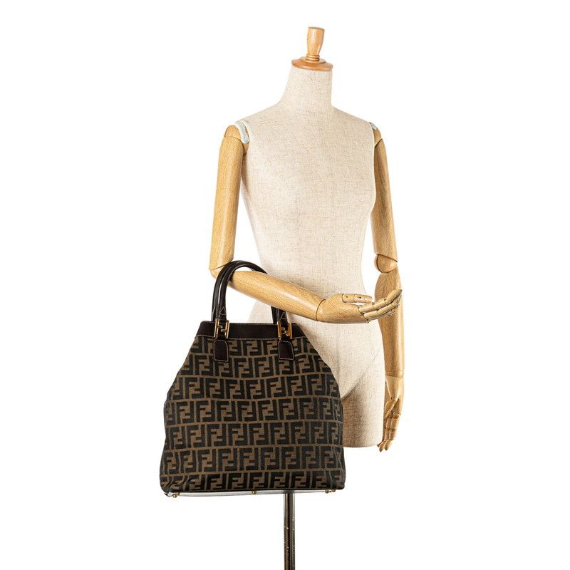 Fendi Fendi Fendi Zucca Canvas Leather Handbag Tote Brown Canvas Tote Bag in Very Good Condition Size ONE SIZE - 10 Thumbnail