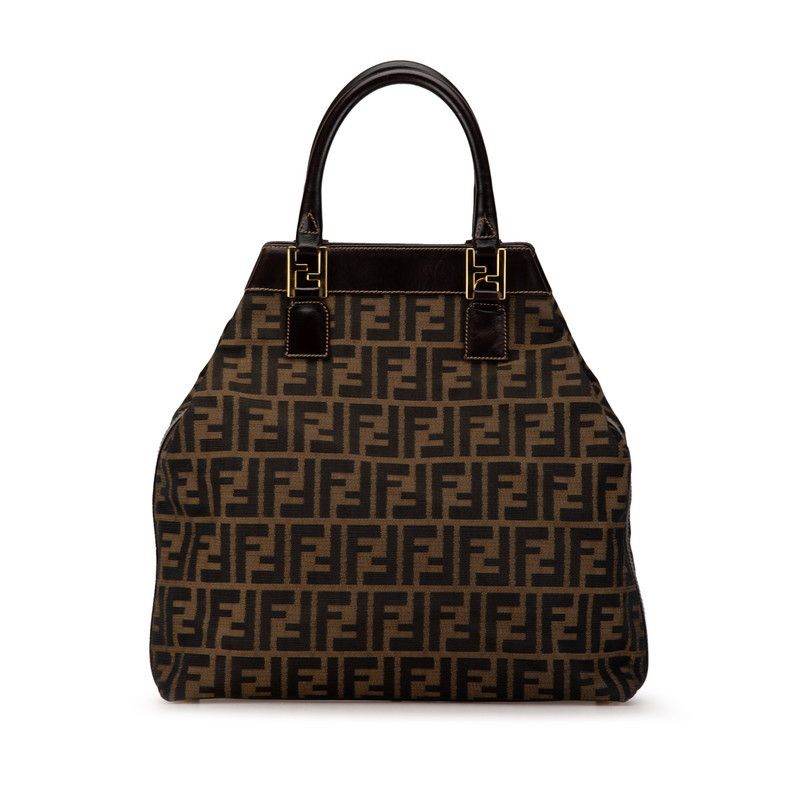 Fendi Fendi Fendi Zucca Canvas Leather Handbag Tote Brown Canvas Tote Bag in Very Good Condition Size ONE SIZE - 3 Thumbnail