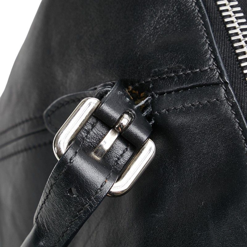 Prada Prada Prada Leather Triangle Logo Plate Boston Bag Handbag Black Leather Handbag in Very Good Condition Size ONE SIZE - 5 Thumbnail