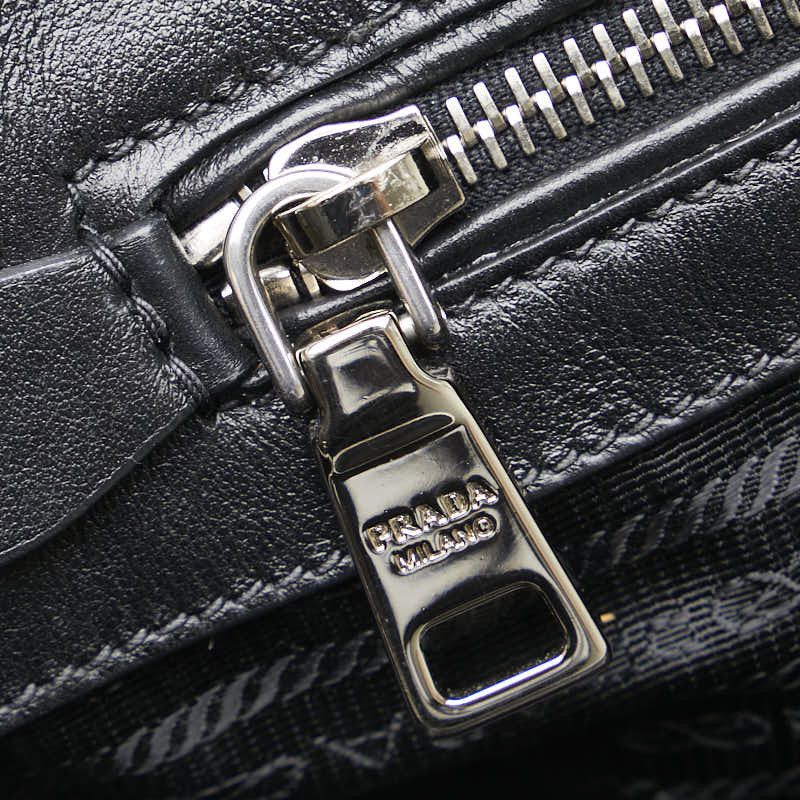 Prada Prada Prada Leather Triangle Logo Plate Boston Bag Handbag Black Leather Handbag in Very Good Condition Size ONE SIZE - 8 Thumbnail