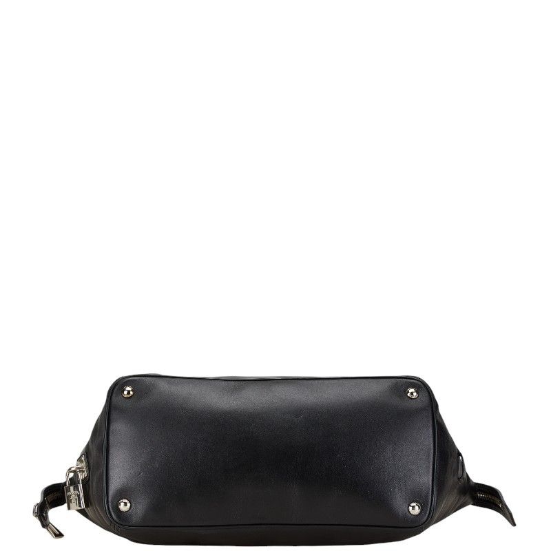 Prada Prada Prada Leather Triangle Logo Plate Boston Bag Handbag Black Leather Handbag in Very Good Condition Size ONE SIZE - 4 Thumbnail