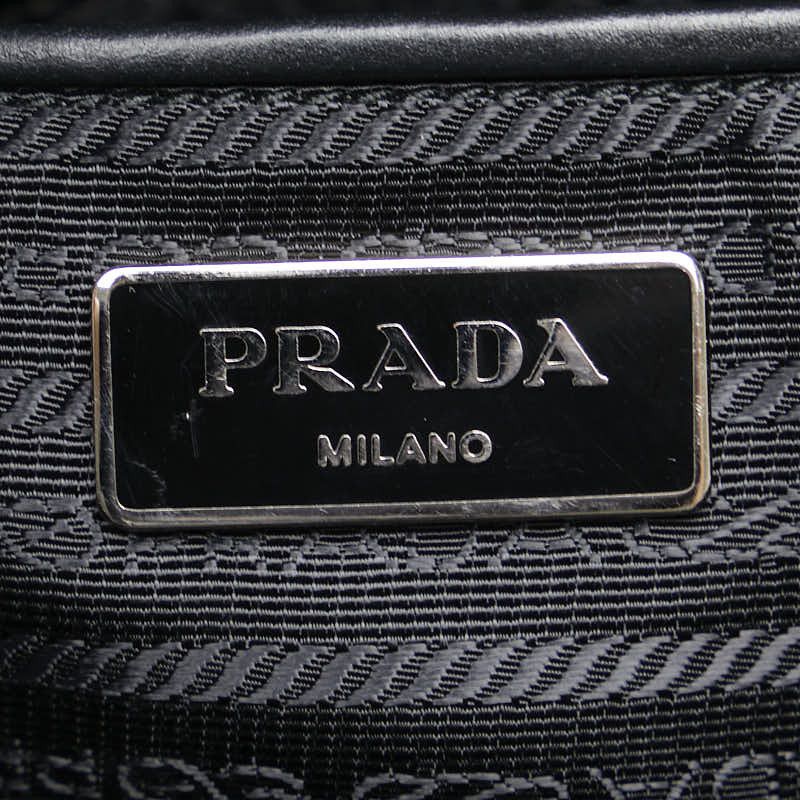 Prada Prada Prada Leather Triangle Logo Plate Boston Bag Handbag Black Leather Handbag in Very Good Condition Size ONE SIZE - 9 Thumbnail