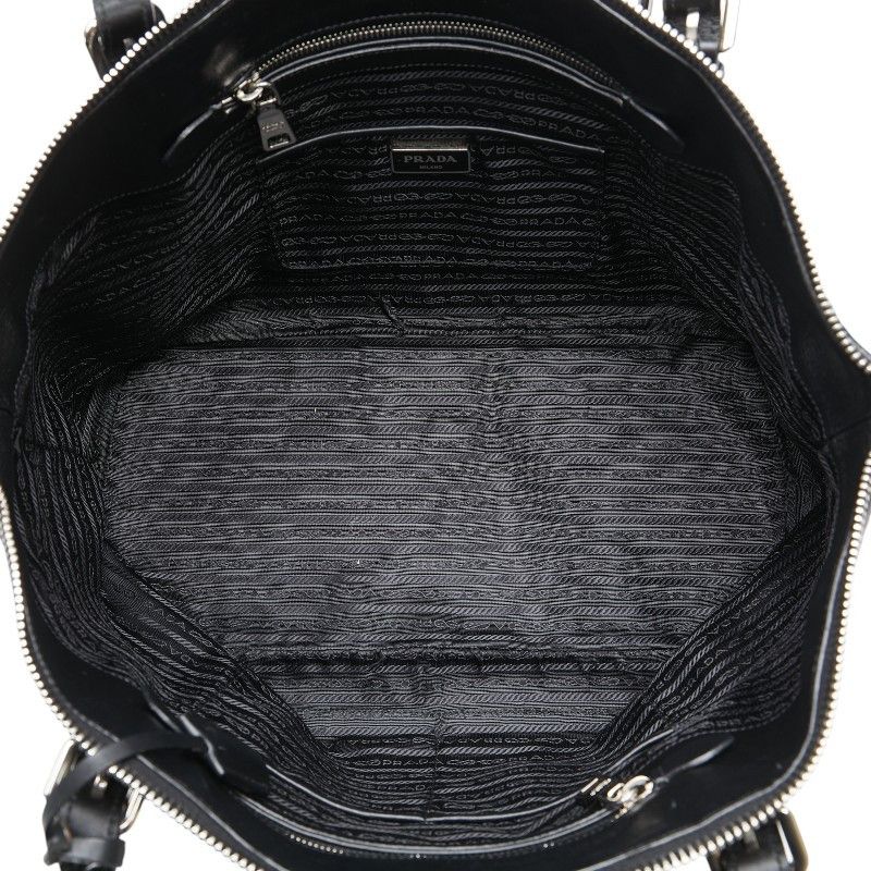 Prada Prada Prada Leather Triangle Logo Plate Boston Bag Handbag Black Leather Handbag in Very Good Condition Size ONE SIZE - 7 Thumbnail