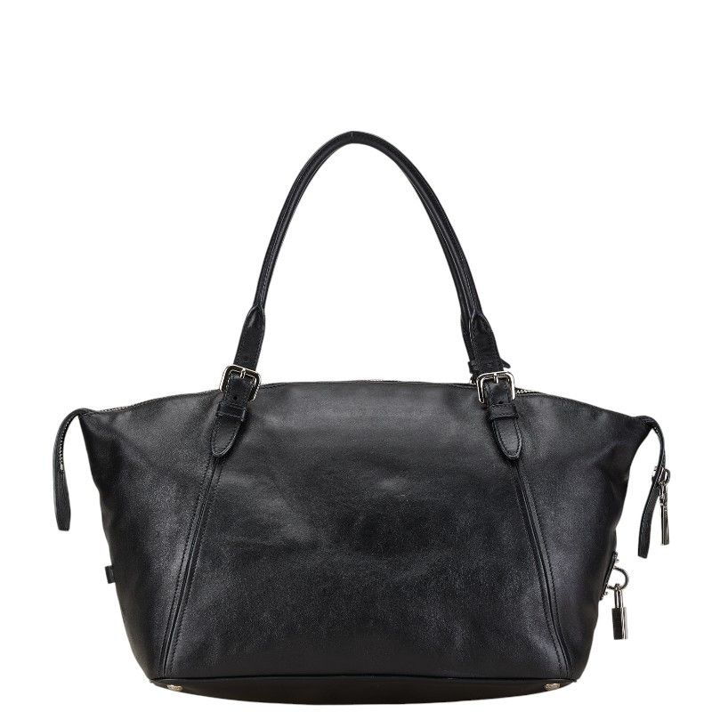 Prada Prada Prada Leather Triangle Logo Plate Boston Bag Handbag Black Leather Handbag in Very Good Condition Size ONE SIZE - 3 Thumbnail