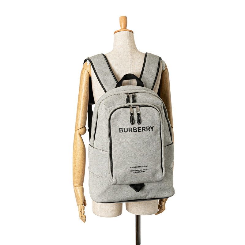 Burberry Burberry Burberry Canvas Leather Backpack Light Grey Black Canvas Backpack in Great Condition Size ONE SIZE - 11 Thumbnail