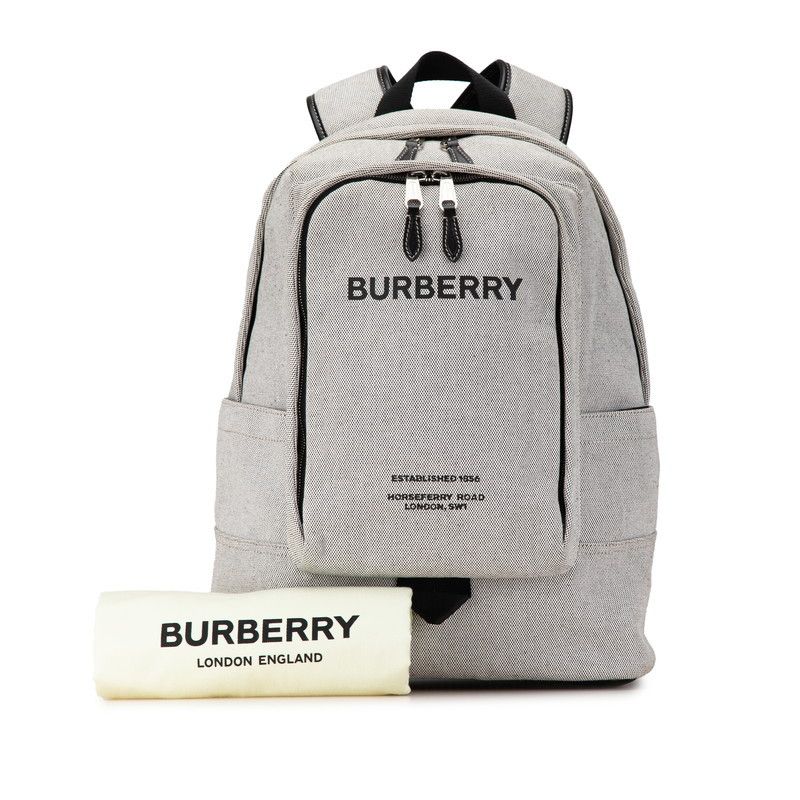 Burberry Burberry Burberry Canvas Leather Backpack Light Grey Black Canvas Backpack in Great Condition Size ONE SIZE - 10 Thumbnail