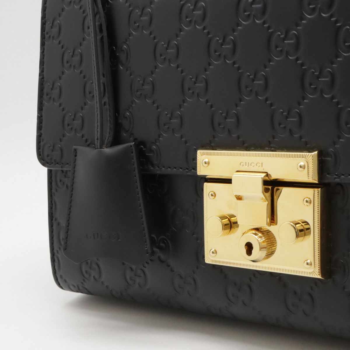 Gucci Gucci Gucci Leather Padlock Shoulder Bag Black Gold Hardware Leather Crossbody Bag 409486 in Great Condition Size ONE SIZE - 8 Thumbnail