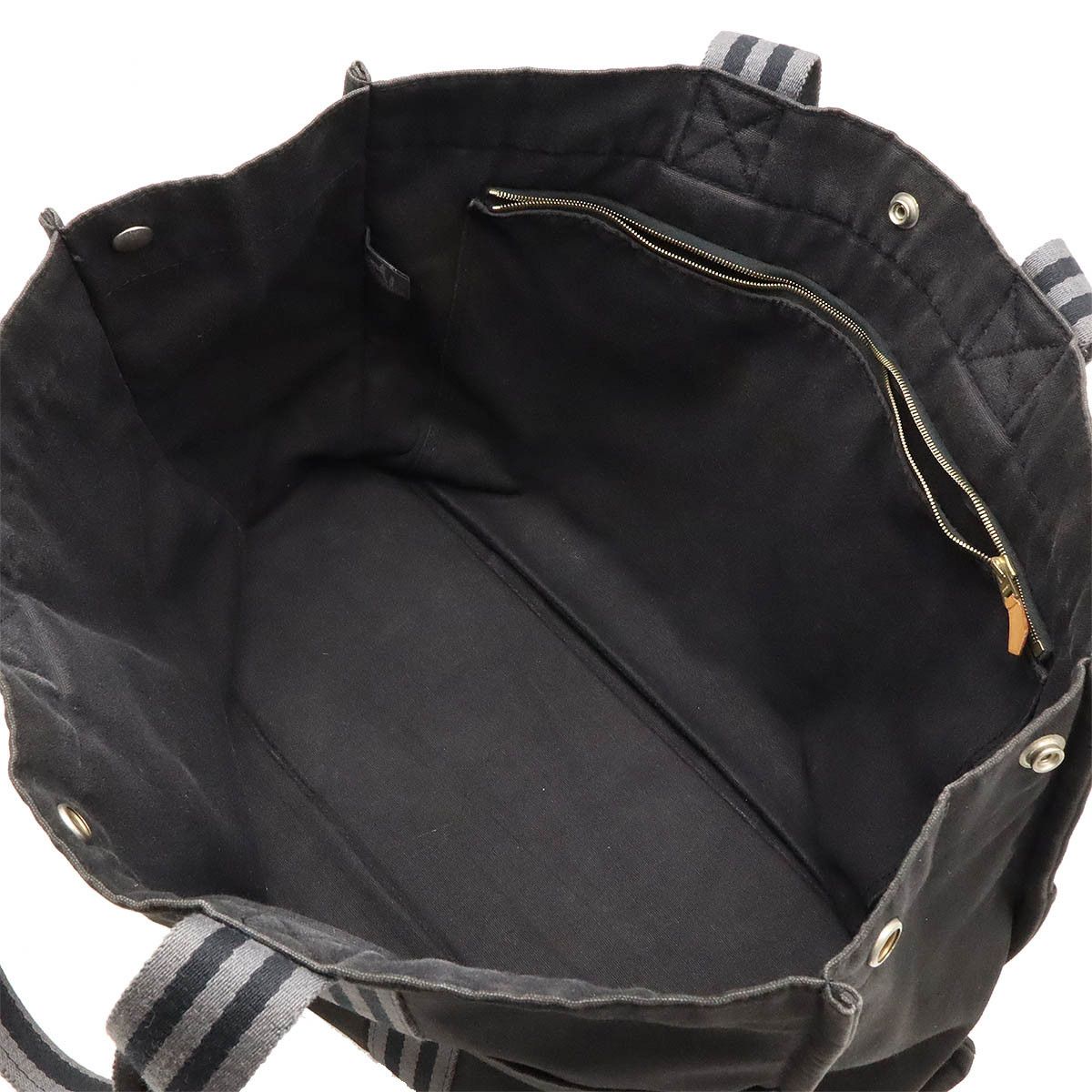 Hermes Hermes Hermes Canvas Fourre Tout Tote GM Black Gray Canvas Tote Bag in Good Condition Size ONE SIZE - 7 Thumbnail