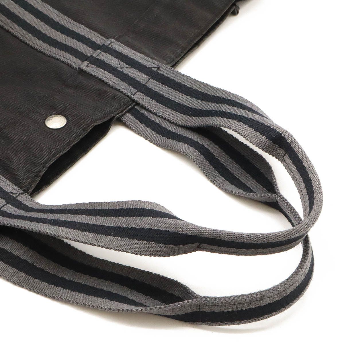 Hermes Hermes Hermes Canvas Fourre Tout Tote GM Black Gray Canvas Tote Bag in Good Condition Size ONE SIZE - 4 Thumbnail